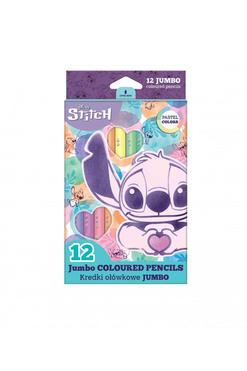 Disney Stitch Pastel Kredki ołówkowe Jumbo 12kol.